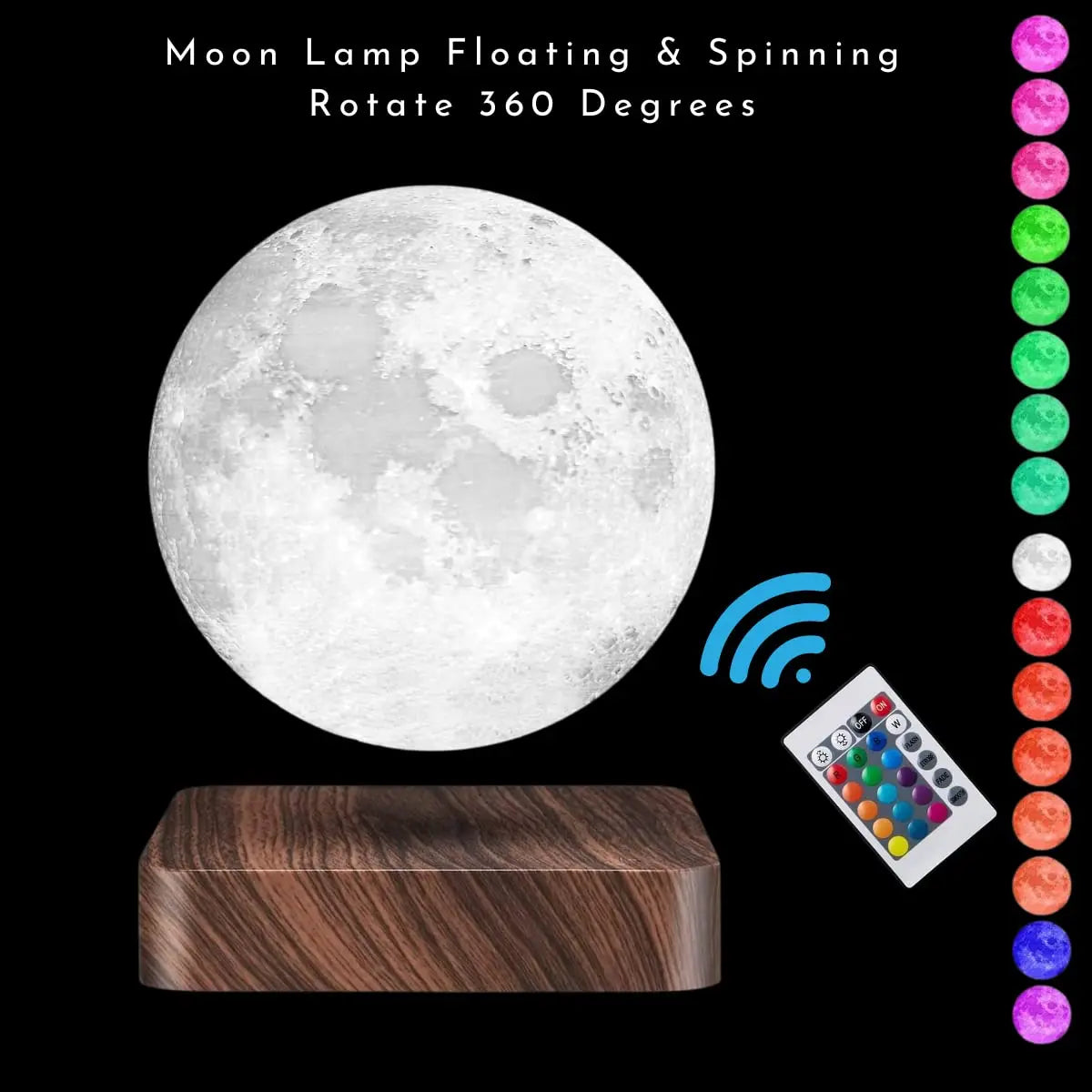 Magnetic Levitation 3D LED Moon Lamp with 16 Colors - Touch-Controlled Floating Atmosphere Lamp for Bedroom and Desk Gift