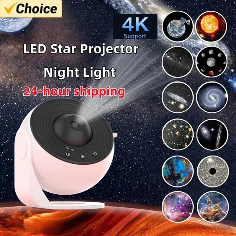 Galactic Projector Night Light with 360° Rotation and 13 Film Sets - Ideal for Bedrooms, Weddings, and Valentine's Day Gifts