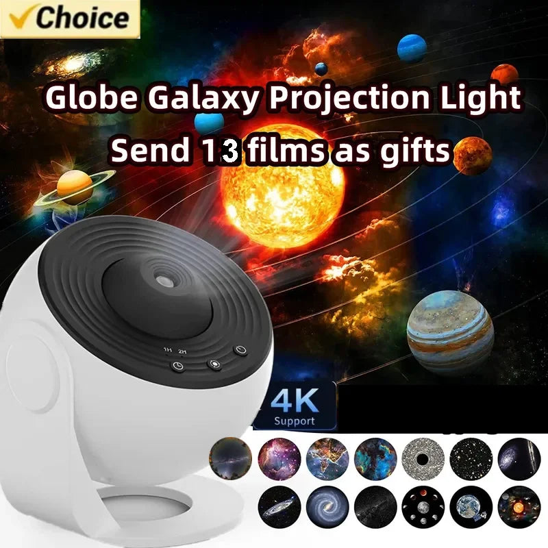 Galactic Projector Night Light with 360° Rotation and 13 Film Sets - Ideal for Bedrooms, Weddings, and Valentine's Day Gifts