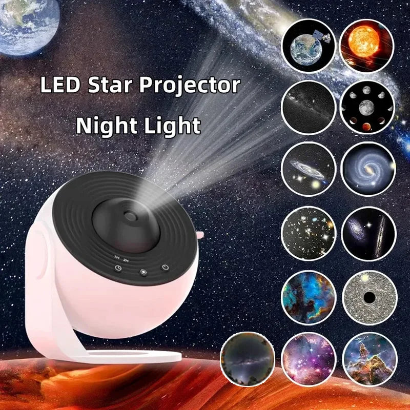 Galactic Projector Night Light with 360° Rotation and 13 Film Sets - Ideal for Bedrooms, Weddings, and Valentine's Day Gifts