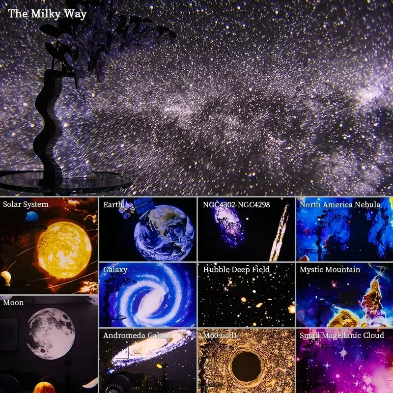 Galactic Projector Night Light with 360° Rotation and 13 Film Sets - Ideal for Bedrooms, Weddings, and Valentine's Day Gifts