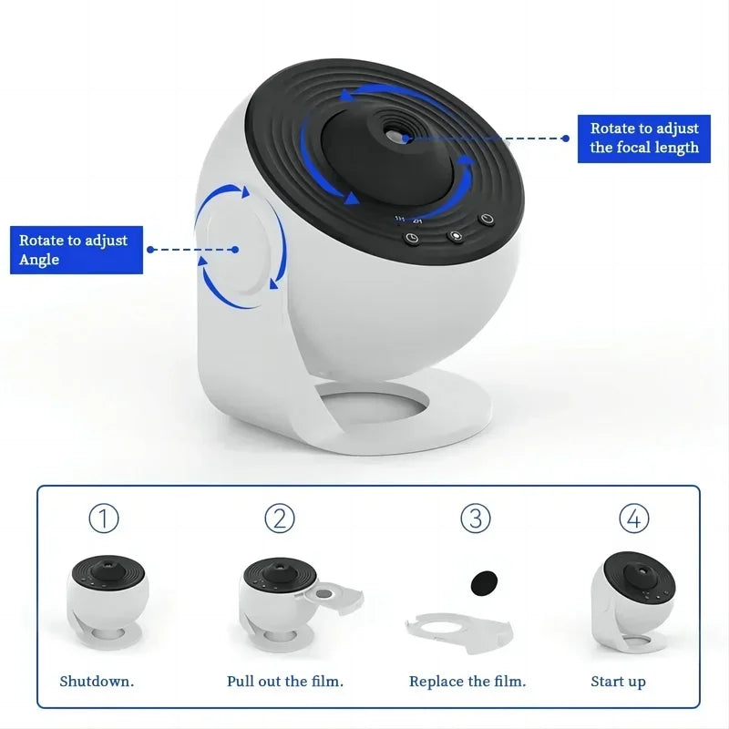 Galactic Projector Night Light with 360° Rotation and 13 Film Sets - Ideal for Bedrooms, Weddings, and Valentine's Day Gifts